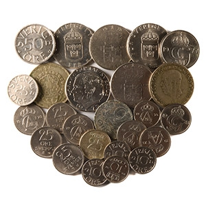 World Coins - Sweden - 1942-1973 - 2, 10, 25, & 50 Ore & 1 Krona Group [25]