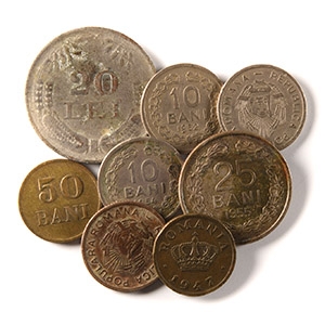 World Coins - Romania - Ferdinand I - 10, 25, 50 Bani & 20 Lei Group [8]