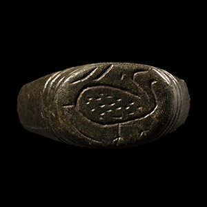 Byzantine Bronze Ring with Bird in Profile