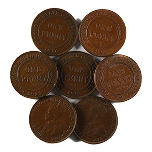 World Coins - Australia - 1920s - AE One Penny Group [7]
