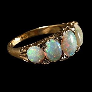 Antique Gold Ring with Australian Opals