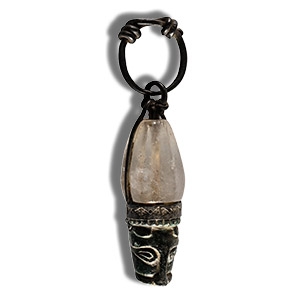 Viking Age Bronze and Crystal Pendant with Beasts Head