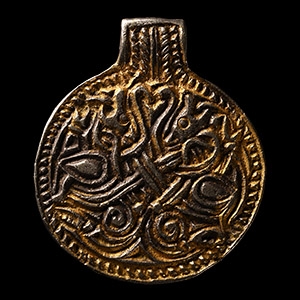 Large Viking Age Silver-Gilt Pendant with Entwined Beasts