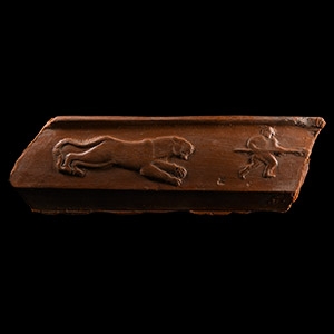 Roman North African Redware Shard with Lion and Bestiarius