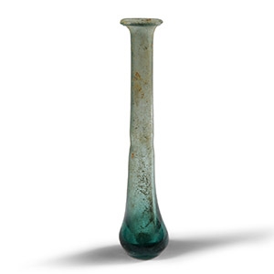 Roman Tall Green Glass Vial