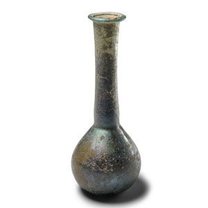 Roman Iridescent Green Glass Ampulla