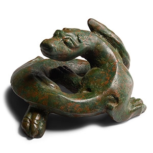 Chinese Han Style Coiled Bronze Pixiu