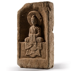 Chinese Northern Wei Brick with Seated Buddha