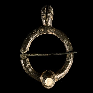 Medieval Bronze Annular Brooch with Turret
