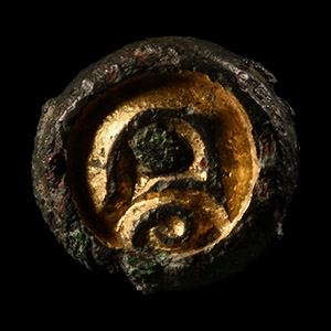 Anglo-Saxon Gilt Bronze Stud with Profile Head