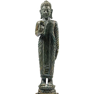 Cambodian Carved Green Stone Buddha