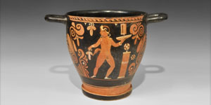Greek Apulian Ceramic Figural Skyphos
