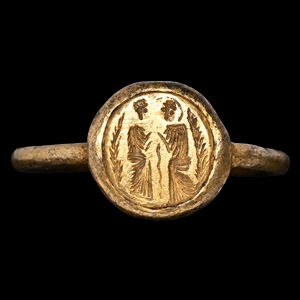 Silver-Gilt Ring with Saint