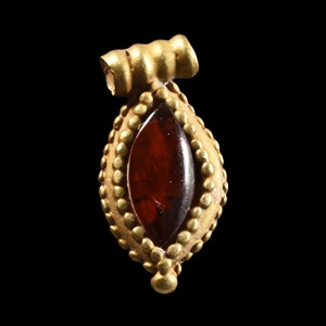 Medieval Gold Bifacial Pendant with Garnet