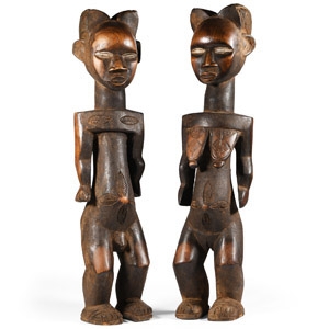 West African Carved Wooden Baule Figure Pair