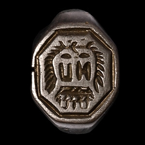 Tudor Period Tinned Bronze Signet Ring with Crowned Initials