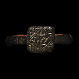 Medieval Bronze Ring with Lion