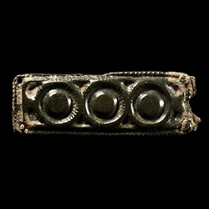 Romano-British Bronze Strap End with Bosses