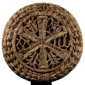 Monumental Byzantine Limestone Chi Rho Roundel