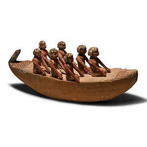 Wooden Model Boat with Oarsmen