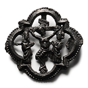 Published Medieval Thames Pewter Rood Group Pilgrims Badge with Crucifixion Scene