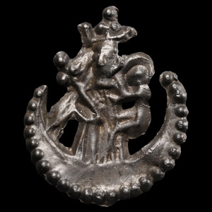 Medieval Thames Pewter Pilgrims Badge with Virgin & Child within Crescent Moon