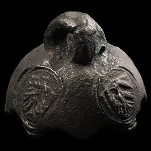 Medieval Bronze Tyrell Family Trade Weight with Heraldic Shields