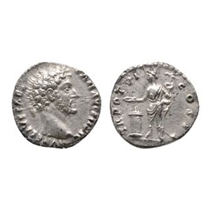 Ancient Roman Imperial Coins - Marcus Aurelius - Sacrificing AR Denarius