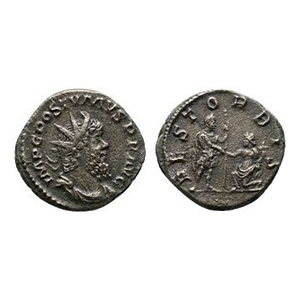 Ancient Roman Imperial Coins - Postumus - Emperor Standing Billon Antoninianus