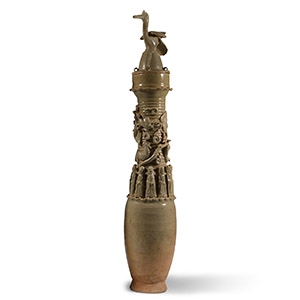 Large Chinese Song Granary Jar with Dragon and Bird Lid