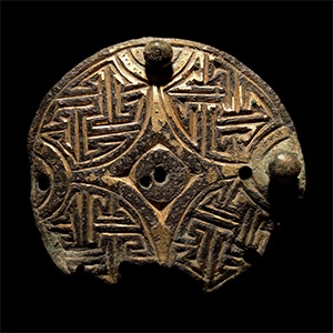Anglo-Saxon Gilt Chip-Carved Bronze Disc Brooch