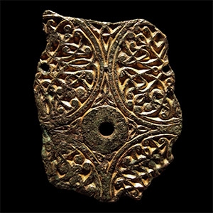 Anglo-Saxon Gilt Chip-Carved Bronze Mount