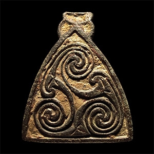 Anglo-Saxon Gilt Chip-Carved Bronze Hanging Bowl Mount