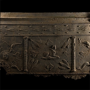Lead Coffin Panel with Sphinx, Medusa and Dolphins
