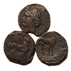 Ancient Greek Coins - Carthage - Second Punic War - AE Shekel Group [3]