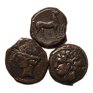 Ancient Greek Coins - Carthage - Second Punic War - AE Shekel Group [3]