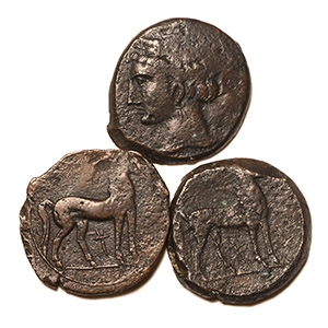 Ancient Greek Coins - Carthage - Second Punic War - AE Shekel Group [3]