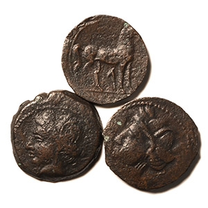 Ancient Greek Coins - Carthage - Second Punic War - AE Shekel Group [3]