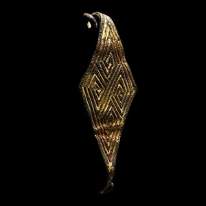 Anglo-Saxon Gilt Lozenge-Shaped Brooch with complex Diamond Design