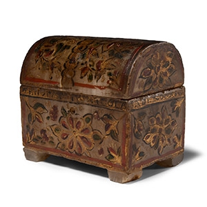 Post Medieval Painted Miniature Alabaster Casket