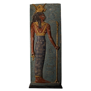 Large Egyptian Revival Painted Stone Plaque