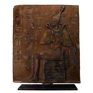 Large Egyptian Revival Painted Stone Plaque