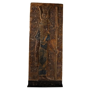 Large Egyptian Revival Painted Stone Plaque