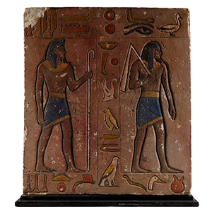 Large Egyptian Revival Painted Stone Plaque