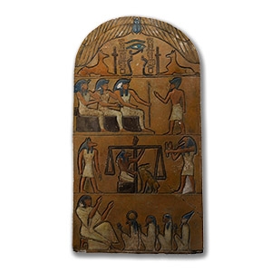 Large Egyptian Revival Painted Stone Plaque