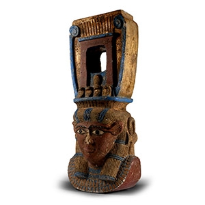 Large Egyptian Revival Painted Stone Statue