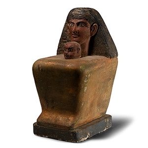Large Egyptian Revival Painted Stone Statue