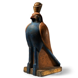 Large Egyptian Revival Painted Stone Statue