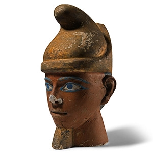 Large Egyptian Revival Painted Stone Statue