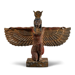 Large Egyptian Revival Painted Stone Statue